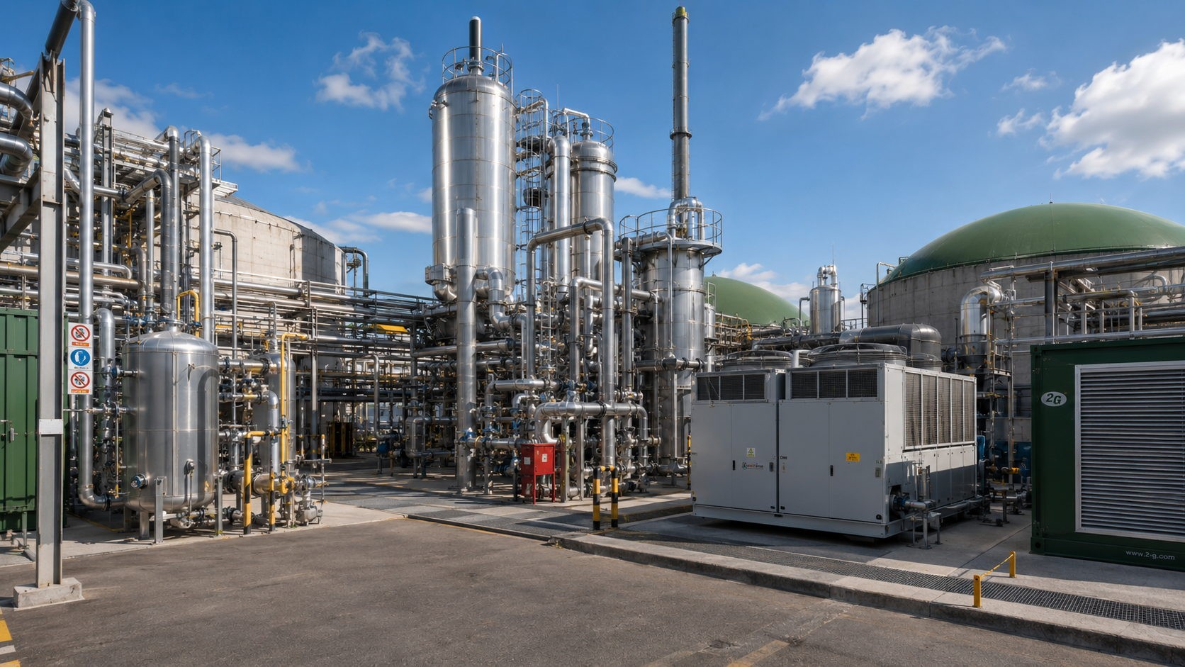 Illustrative biomethane upgrading and carbon dioxide recovery equipment